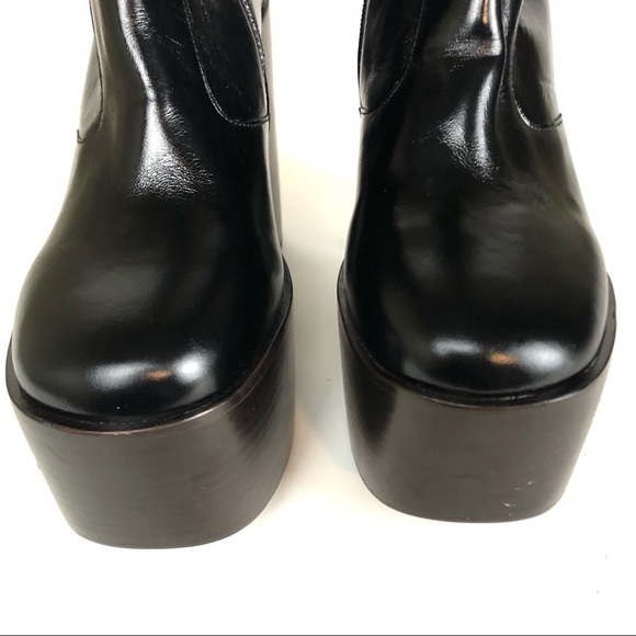 Jeffrey Campbell Mexique Platform Ankle Retro Boho Boots Glossy Black Sz 8.5 - Picture 3 of 9